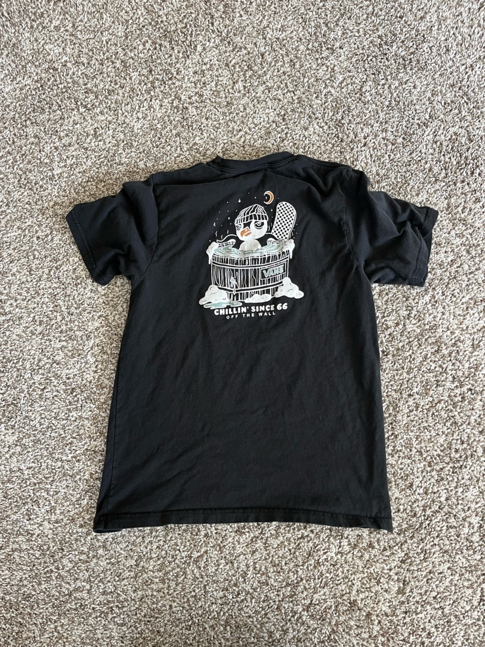Vans Black Kids Graphic Tee with Nighttime Skateboard Design